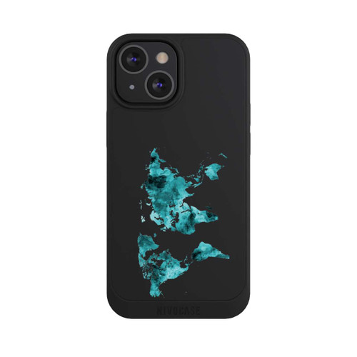 Apple iPhone 13 Mini NIVOpure Weltkarte Blaugrün Transparent