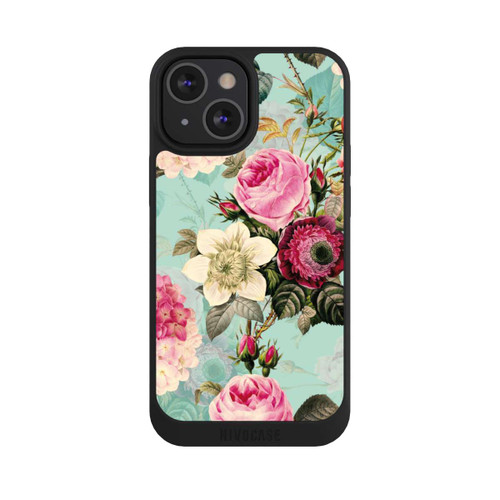 Apple iPhone 13 Mini NIVOpure Roses en papier peint turquoise