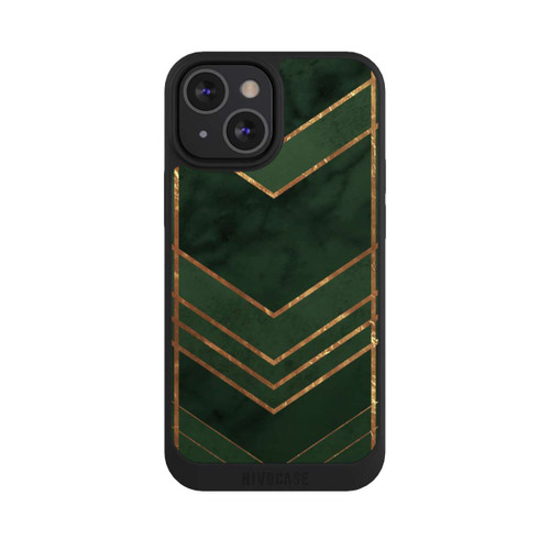 Apple iPhone 13 Mini NIVOpure Dark Green Pattern Golden Stripes
