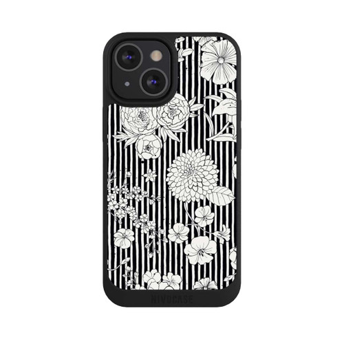 Apple iPhone 13 Mini NIVOpure Blumen und Streifen Schwarz und Weiß