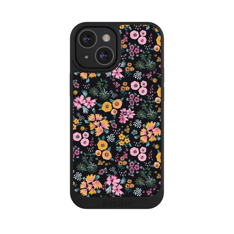iPhone 13 Mini NIVOpure Kleine bunte Blumen Schwarz 2