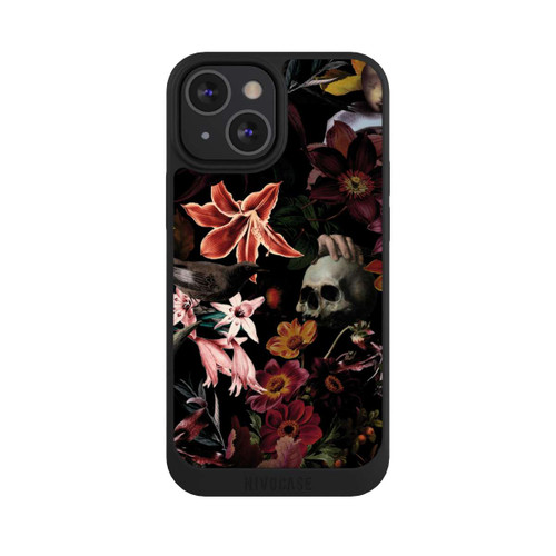 Apple iPhone 13 Mini NIVOpure Totenköpfe und Blumen auf dunklem Hintergrund