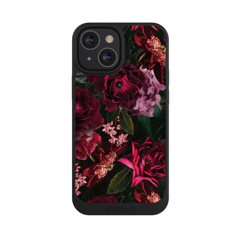 iPhone 13 Mini NIVOpure Fleurs rouge foncé et roses