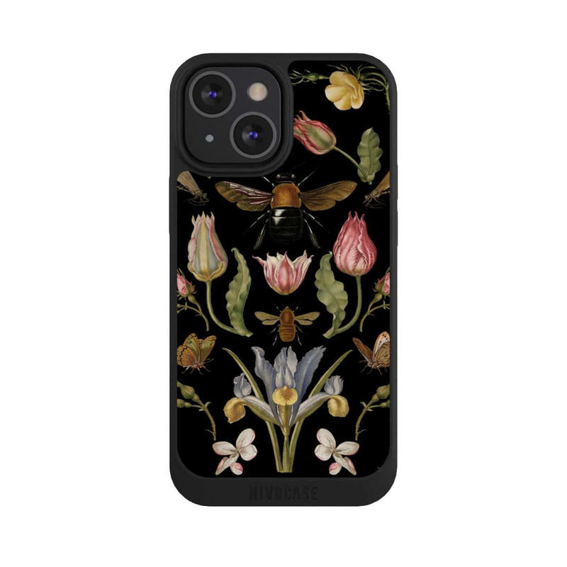 iPhone 13 Mini NIVOpure Fleurs Sauvages et Abeilles Fond Noir