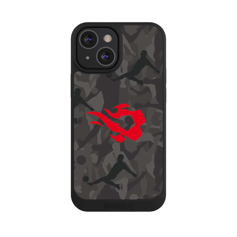 iPhone 13 Mini NIVOpure Belgisch Rot Flammen Camouflage Grau