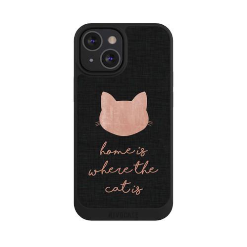 Apple iPhone 13 Mini NIVOpure Home Is Where The Cat Is - Rosa auf Schwarz 