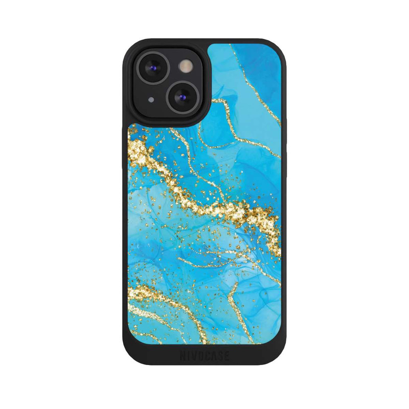 iPhone 13 Mini NIVOpure Türkis-goldene Tapete