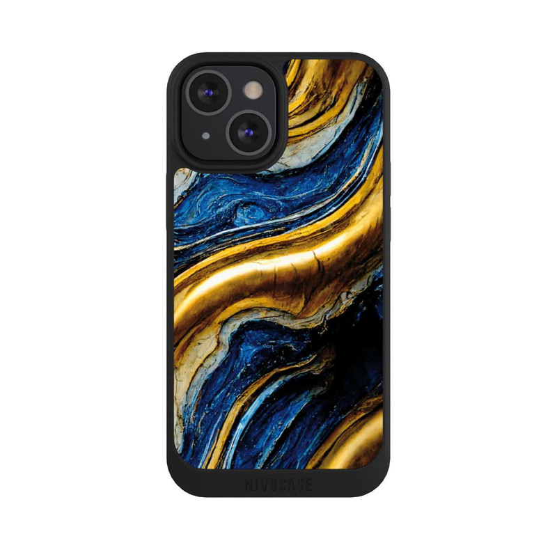 iPhone 13 Mini NIVOpure Struktur im Royalblau- und Gold-Look
