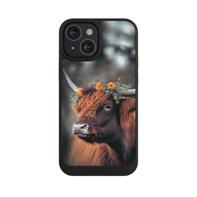 iPhone 13 Mini NIVOpure Hochland Rind mit Blumen mit KI