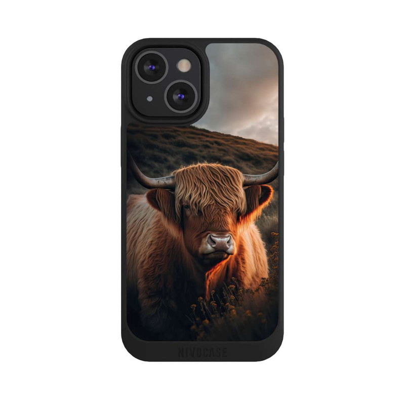 iPhone 13 Mini NIVOpure Vache Highland avec de grandes cornes avec IA