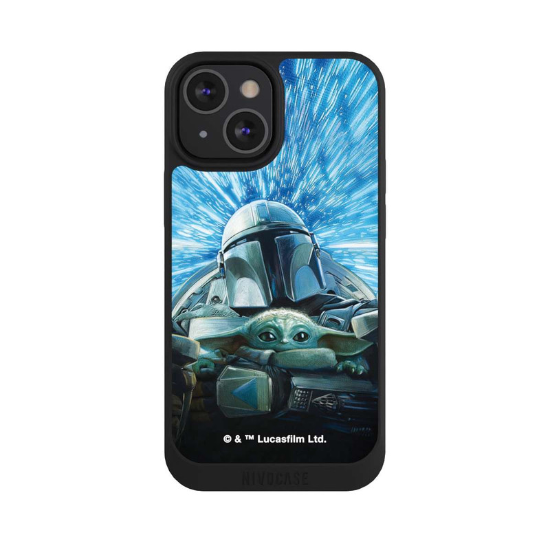 iPhone 13 Mini NIVOpure Grogu und Mando fliegen blau