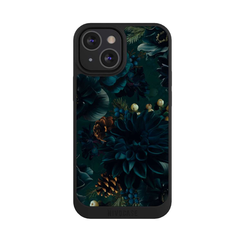 iPhone 13 Mini NIVOpure Blumenmuster Grün und Blau