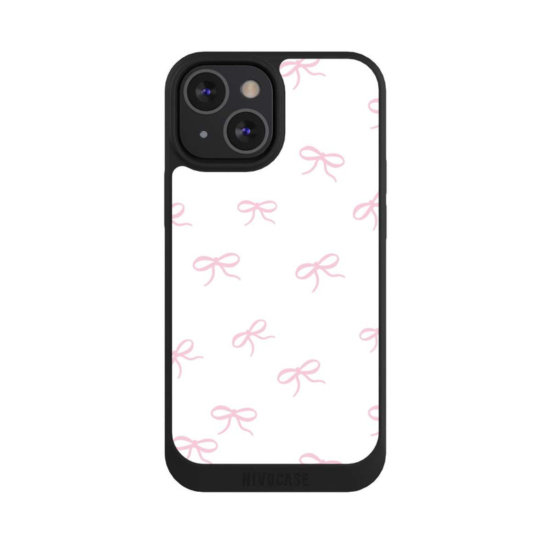 iPhone 13 Mini NIVOpure Schleifen Muster Rosa Weiß
