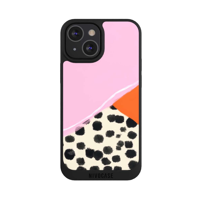 iPhone 13 Mini NIVOpure Pink and Orange Modern Art with Dots