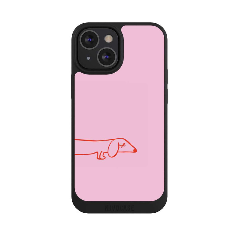 iPhone 13 Mini NIVOpure Dachshund Illustration Pink