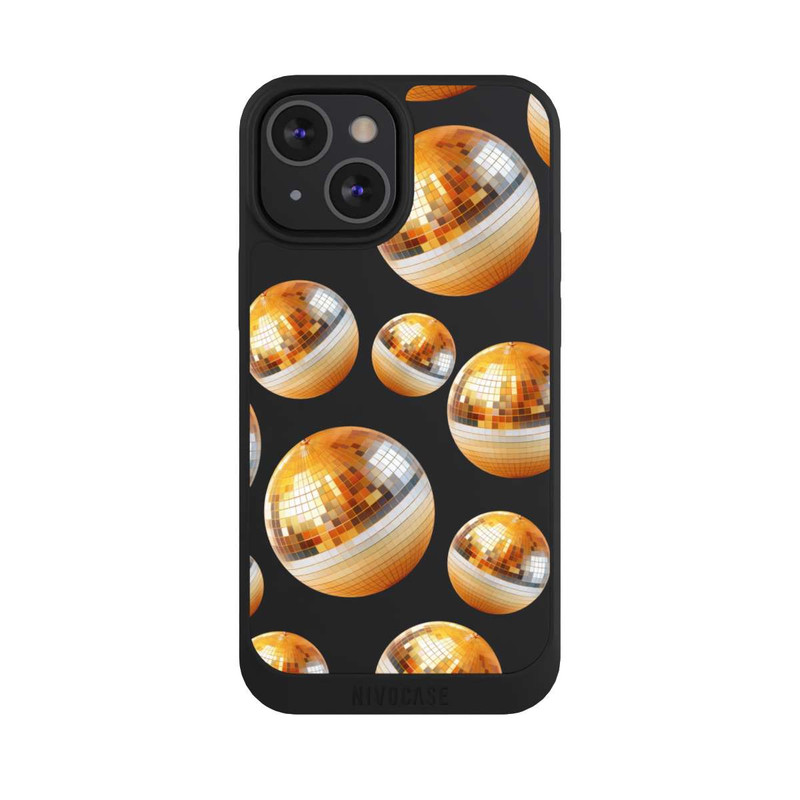 iPhone 13 Mini NIVOpure Discokugel Party Gold Orange Transparent mit KI