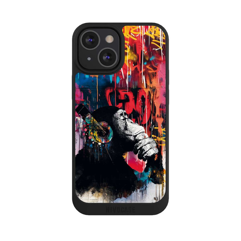 iPhone 13 Mini NIVOpure Affe Stereo Kopfhörer Graffiti Street Art Blau