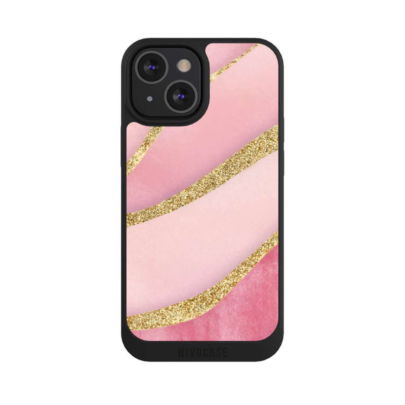 iPhone 13 Mini NIVOpure Pink Marble Goldprint Stripes