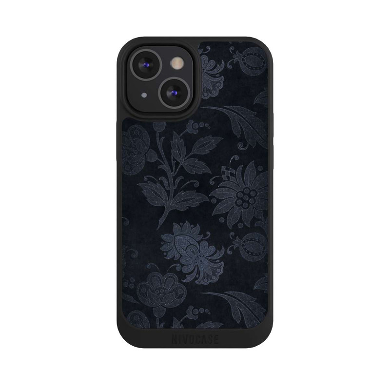 iPhone 13 Mini NIVOpure  Silberne Blumen auf Samt