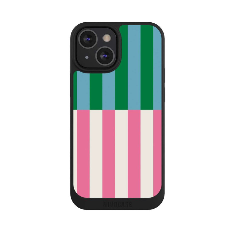 iPhone 13 Mini NIVOpure Motif Rayé Vert Rose