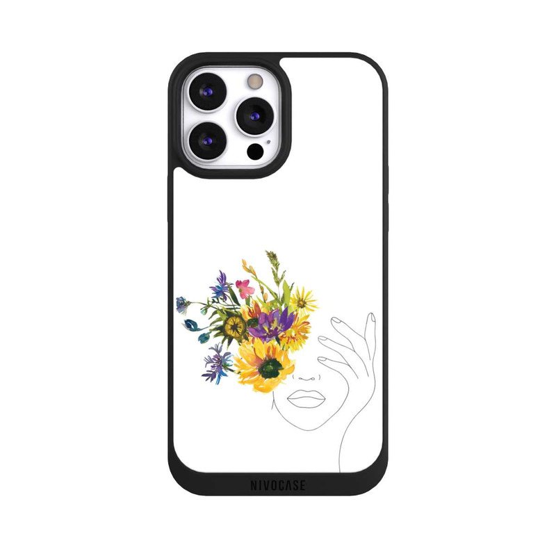 iPhone 13 Pro Max NIVOpure Line Art Frau Sonnenblumen