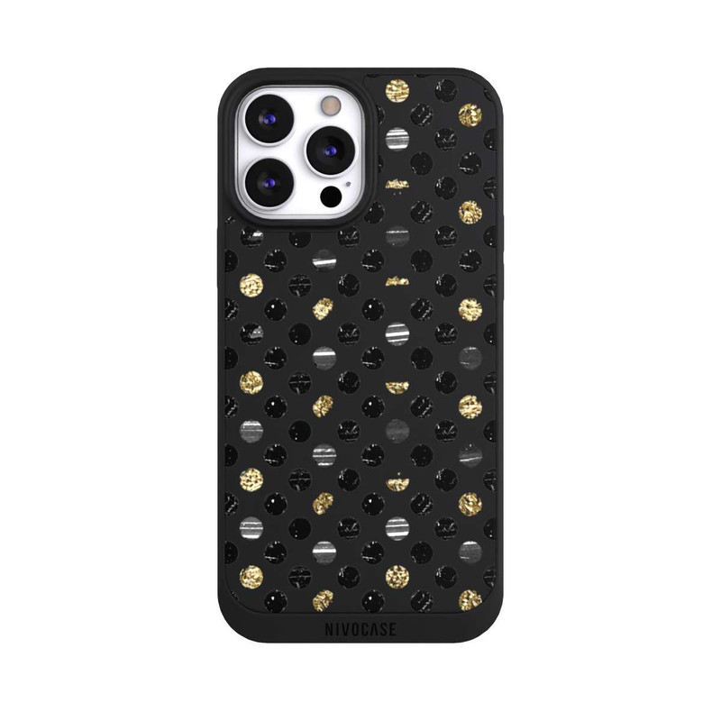 iPhone 13 Pro Max NIVOpure Pois noirs dorés