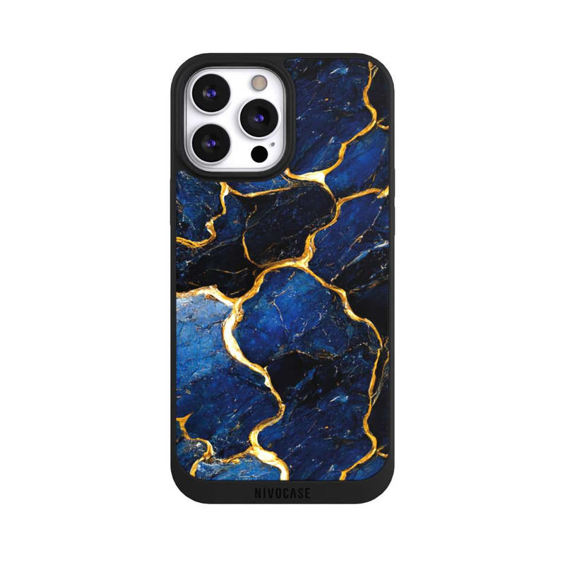 iPhone 13 Pro Max NIVOpure Blue Marble Gold Print Layers