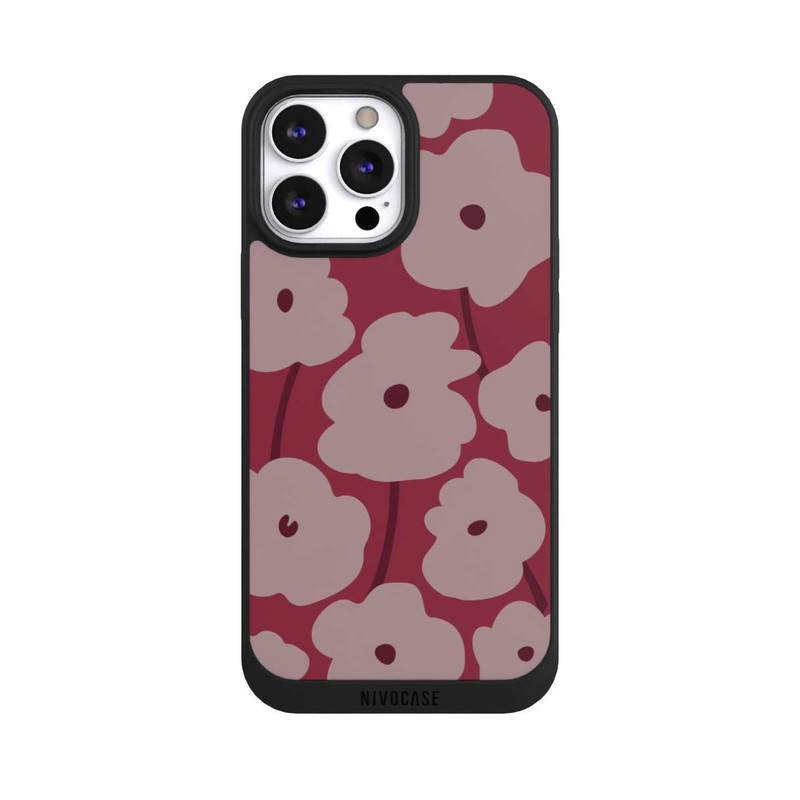 iPhone 13 Pro Max NIVOpure Minimalistische Blumen Bordeaux