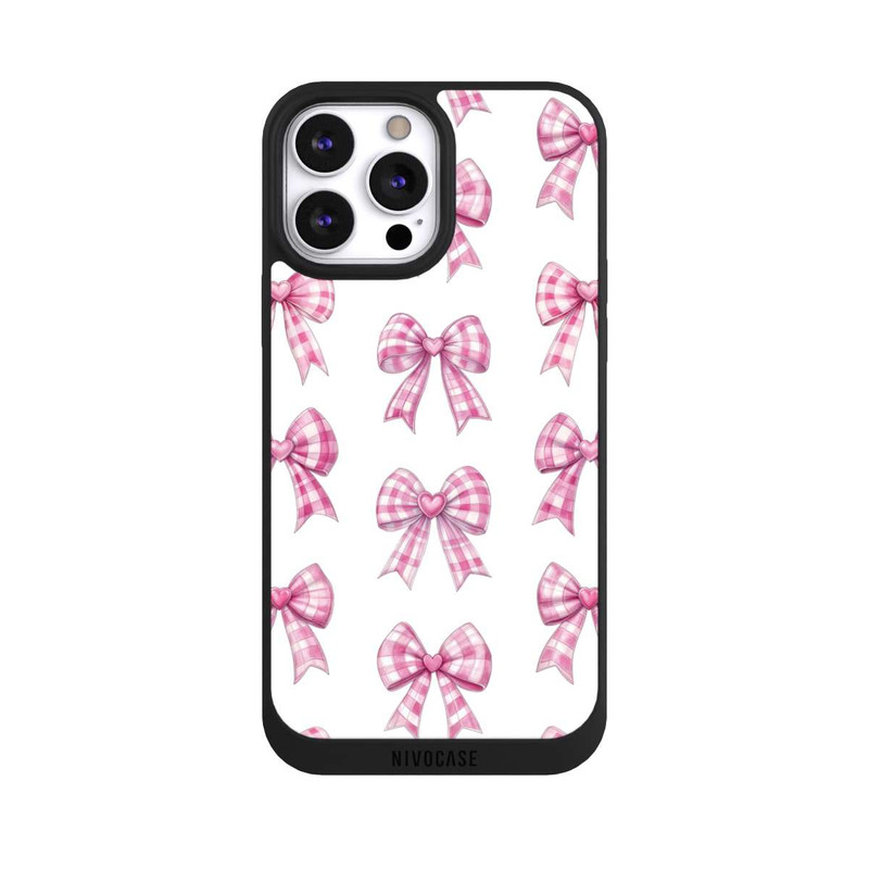 iPhone 13 Pro Max NIVOpure Pink Gingham Hearts and Bows