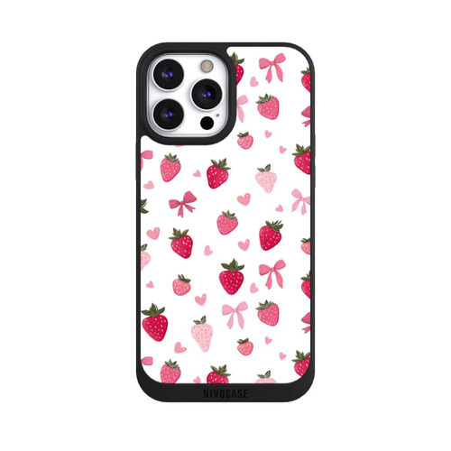 Apple iPhone 13 Pro Max NIVOpure Erdbeer Herz Schleifen Muster Pink