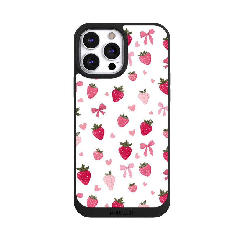 iPhone 13 Pro Max NIVOpure Strawberry Ribbon Pattern Pink