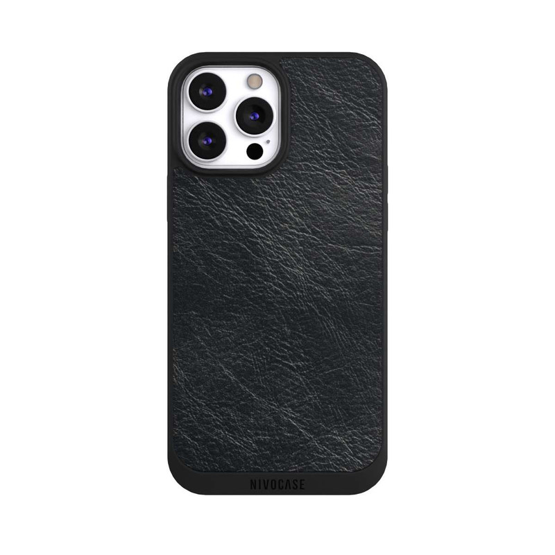 iPhone 13 Pro Max NIVOpure Fond Aspect Cuir Noir