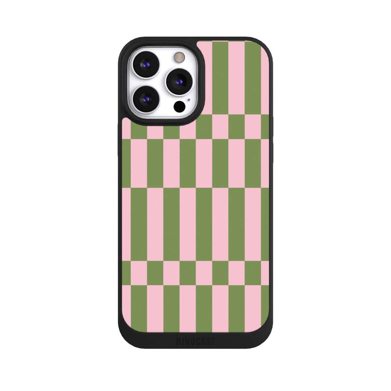 iPhone 13 Pro Max NIVOpure Thème à Carreaux Sauge et Rose