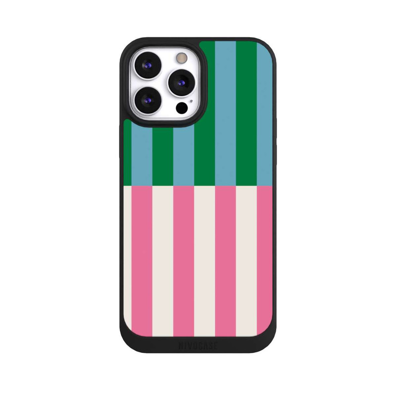 iPhone 13 Pro Max NIVOpure Streifenmuster Grün Rosa