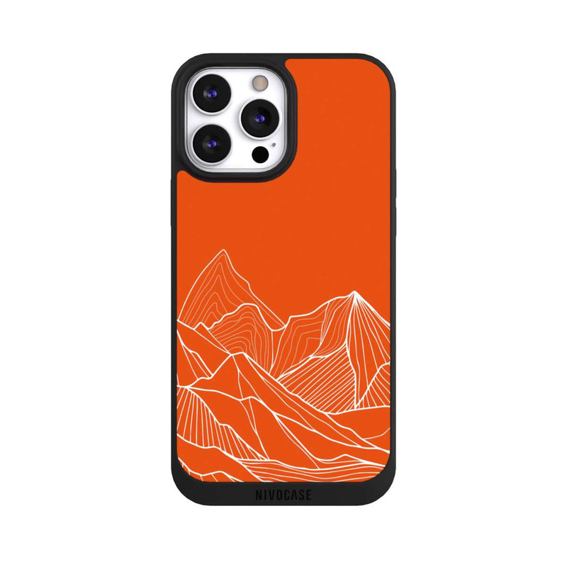 iPhone 13 Pro Max NIVOpure Montain Contour Line Art Orange