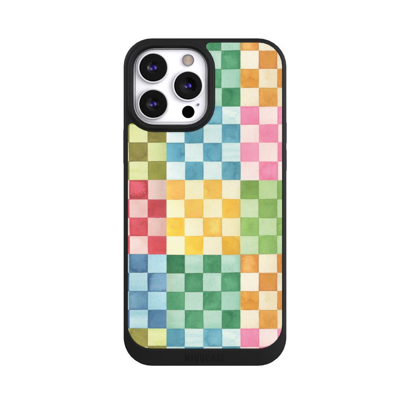 iPhone 13 Pro Max NIVOpure Checkerboard Watercolor Chess Geometric Red