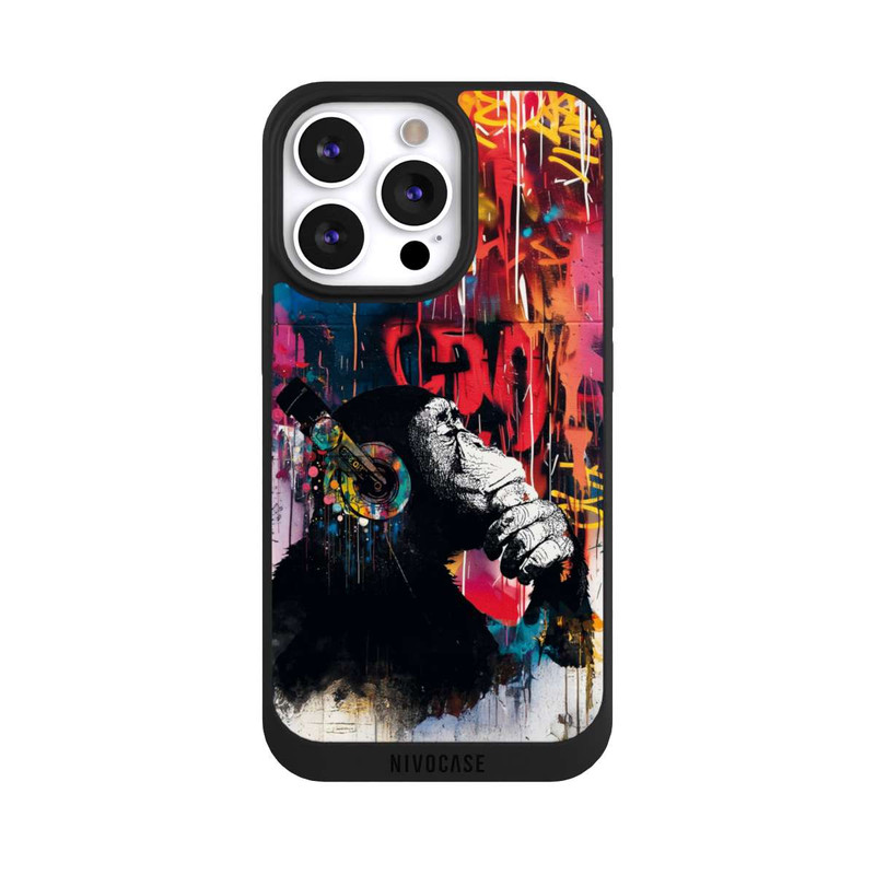 iPhone 13 Pro NIVOpure Affe Stereo Kopfhörer Graffiti Street Art Blau