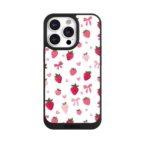 Apple iPhone 13 Pro NIVOpure Erdbeer Herz Schleifen Muster Pink