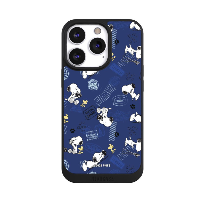 iPhone 13 Pro NIVOpure Peanuts Travel Stamps Pattern Blue