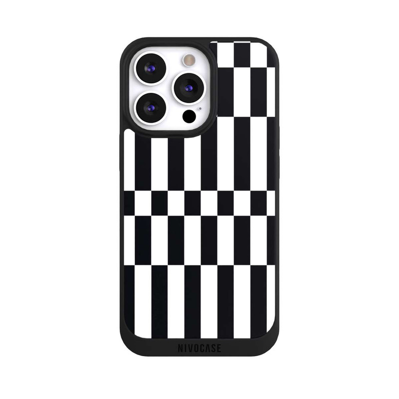 iPhone 13 Pro NIVOpure Checked Abstract Bold Black and White Color Block
