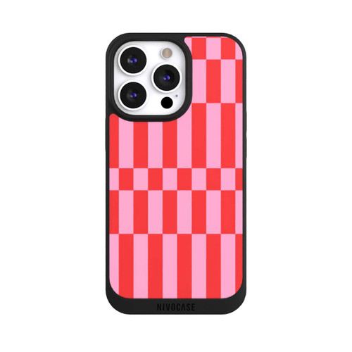 Apple iPhone 13 Pro NIVOpure Checked Abstract Bold Coral Red and Pink Color Block