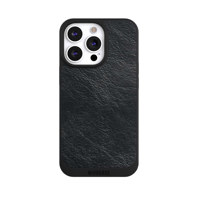 iPhone 13 Pro NIVOpure Schwarzer Lederlook Hintergrund