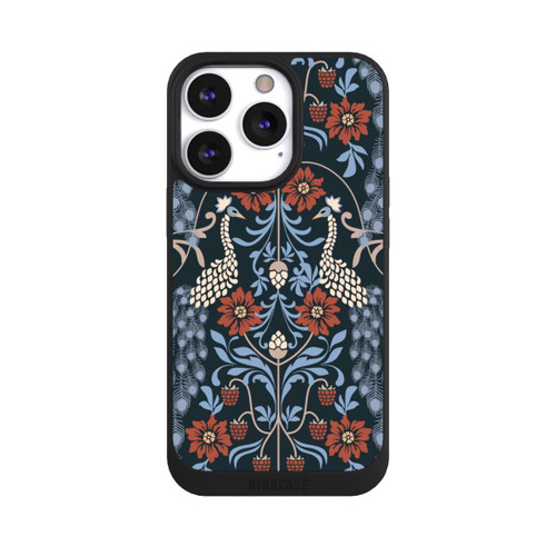 Apple iPhone 13 Pro NIVOpure Vintage Peacock Garden Arts and Crafts Floral Dark