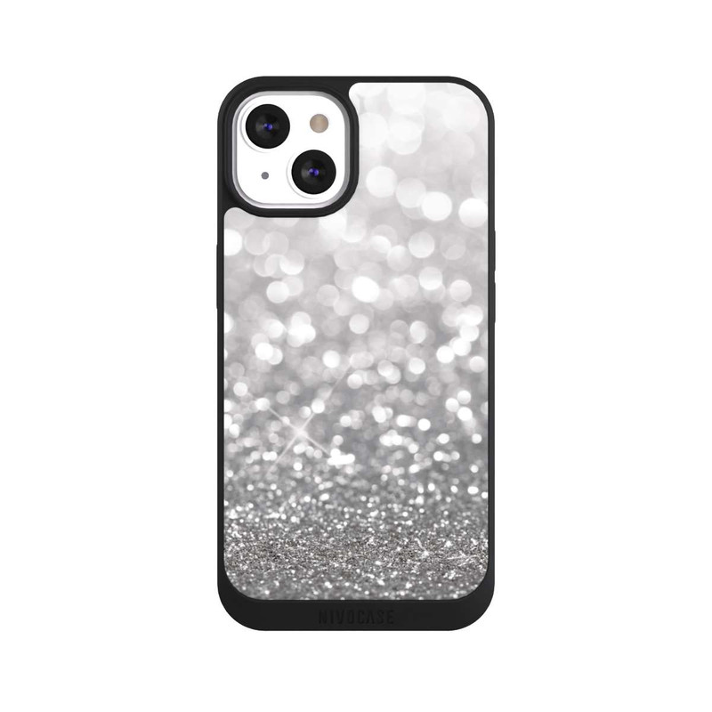 iPhone 13 NIVOpure Pluie de Paillettes Argentées Look