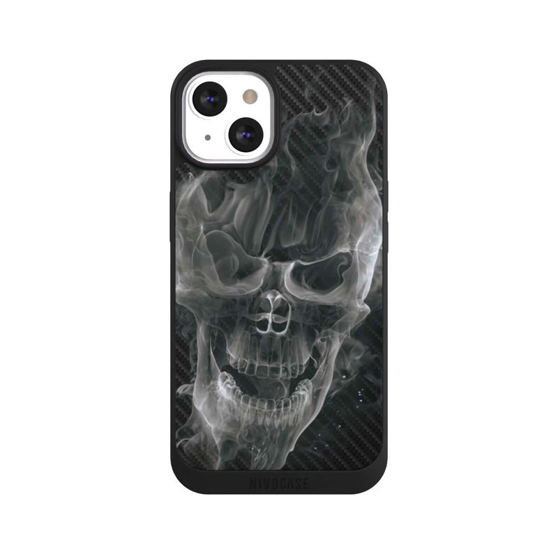 iPhone 13 NIVOpure rauchender Totenkopf Carbon