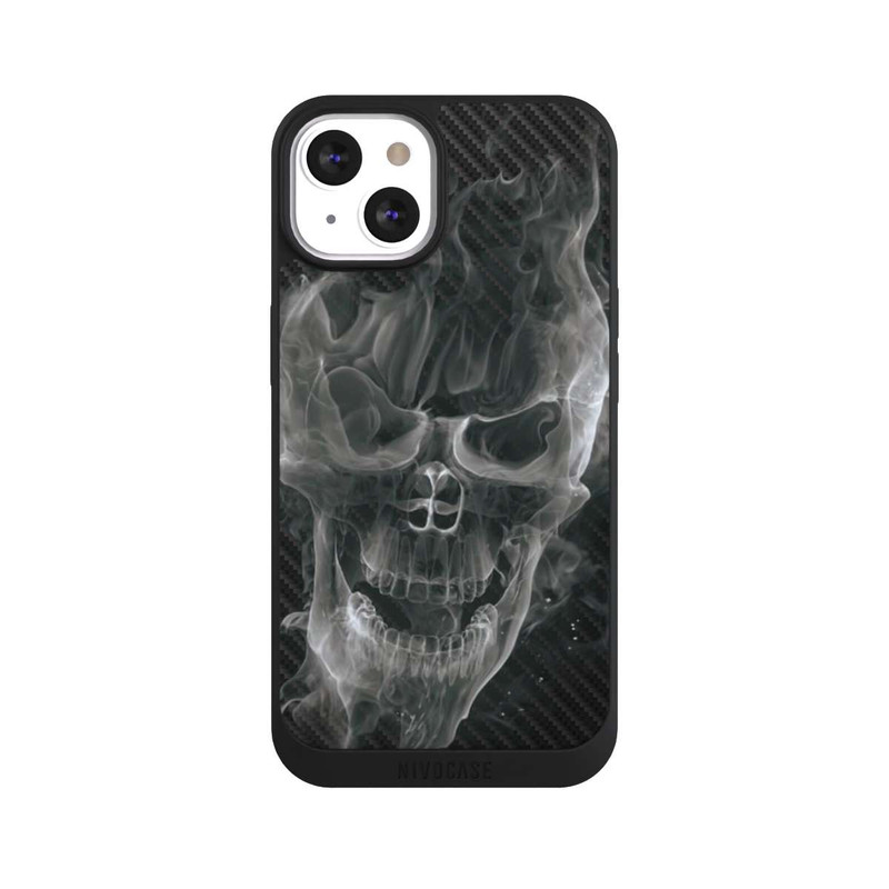 iPhone 13 NIVOpure rauchender Totenkopf Carbon