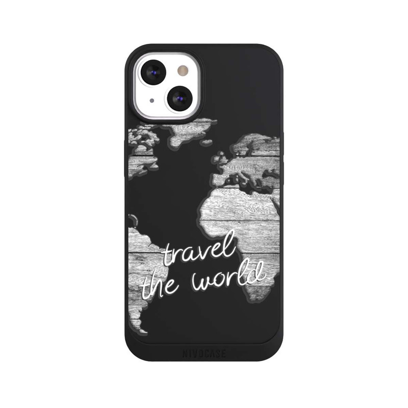 iPhone 13 NIVOpure Carte du Monde Bois sans Fond