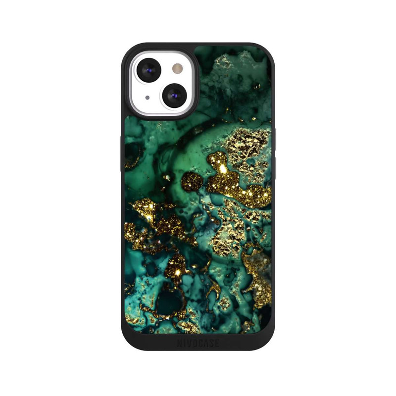 iPhone 13 NIVOpure Cyan Glitzer Marmorlook