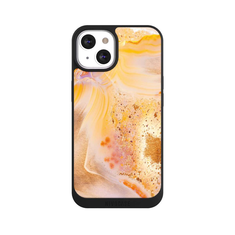 iPhone 13 NIVOpure Orangefarbener Glitzer Marmorlook