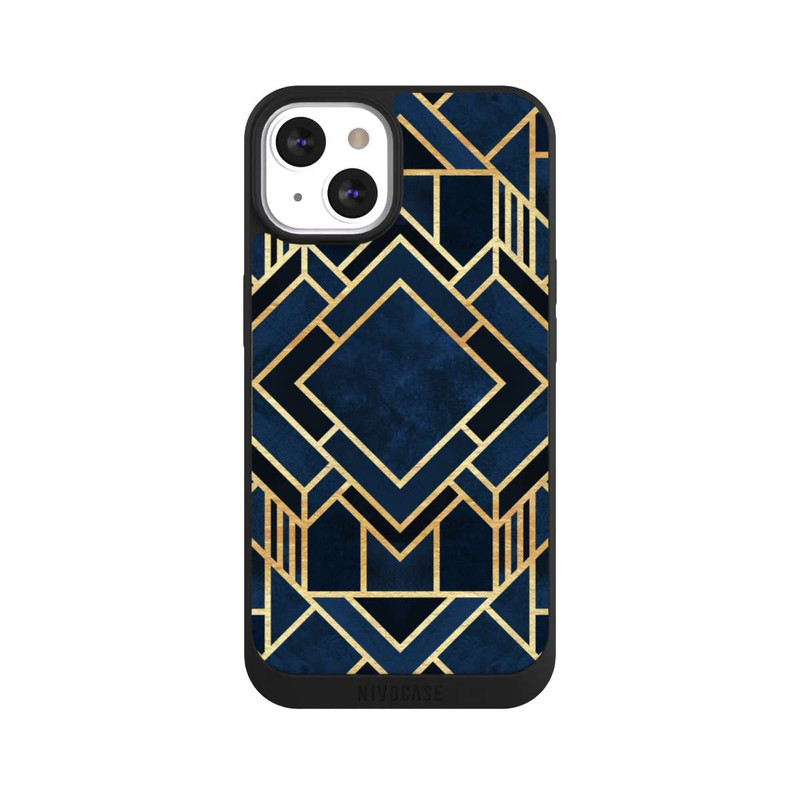iPhone 13 NIVOpure Impression Art Déco Bleu Or